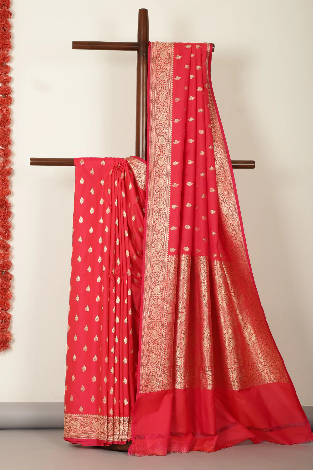 Red Banarasi Woven SIlk Saree - Image 2
