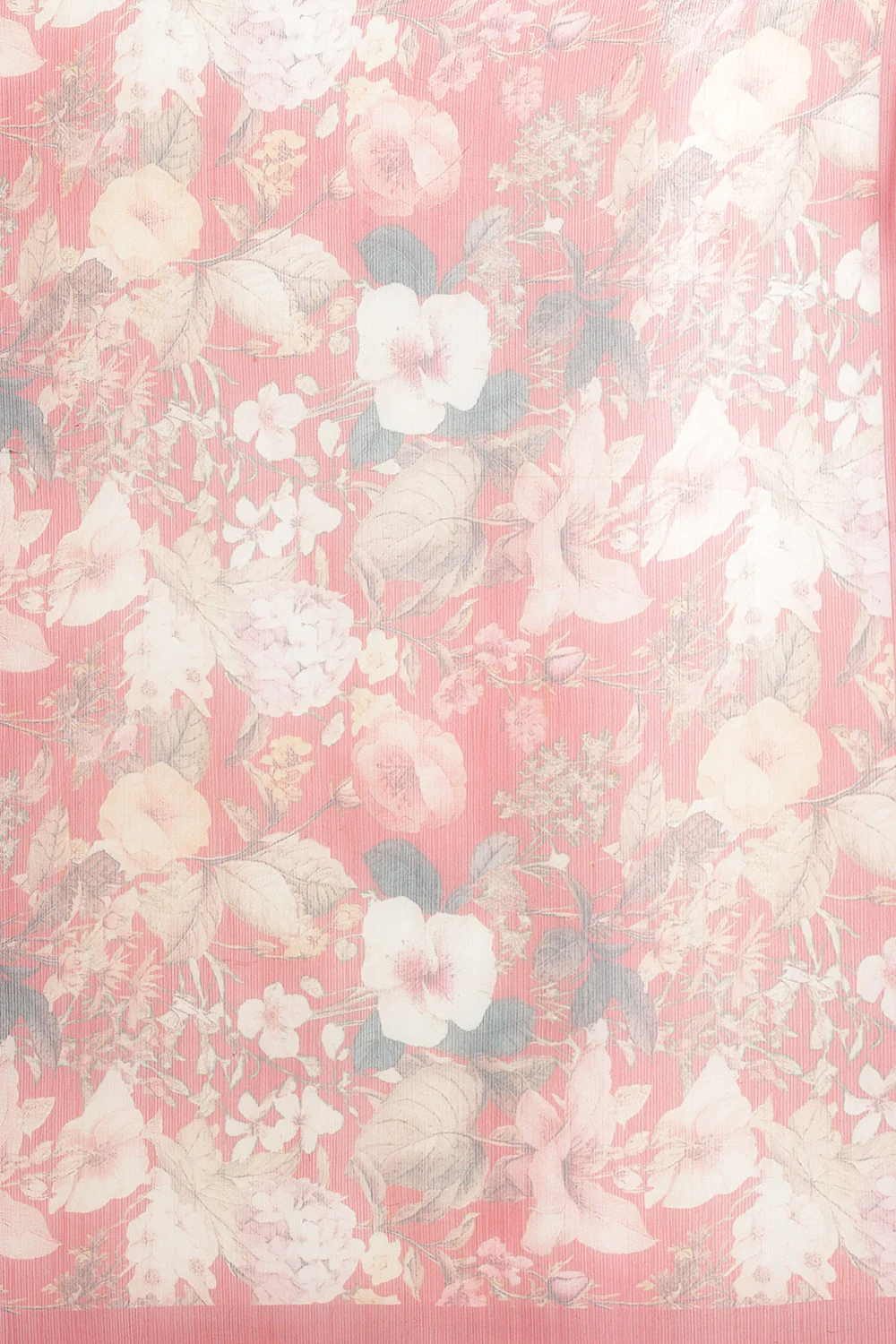 Red Floral Printed Chiffon Saree - Image 8