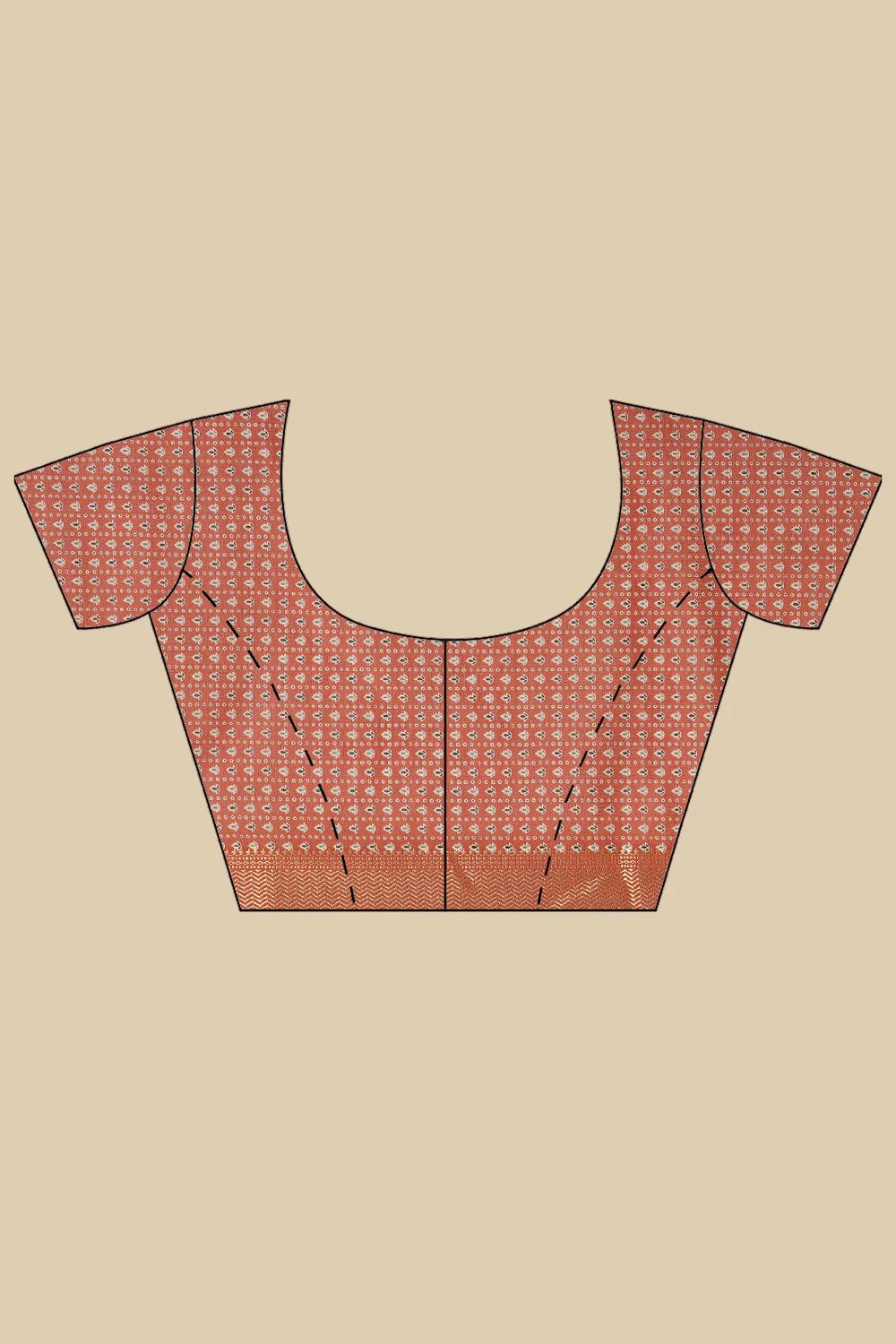 Rust Ajrakh Block Printed Cotton Saree - Image 8