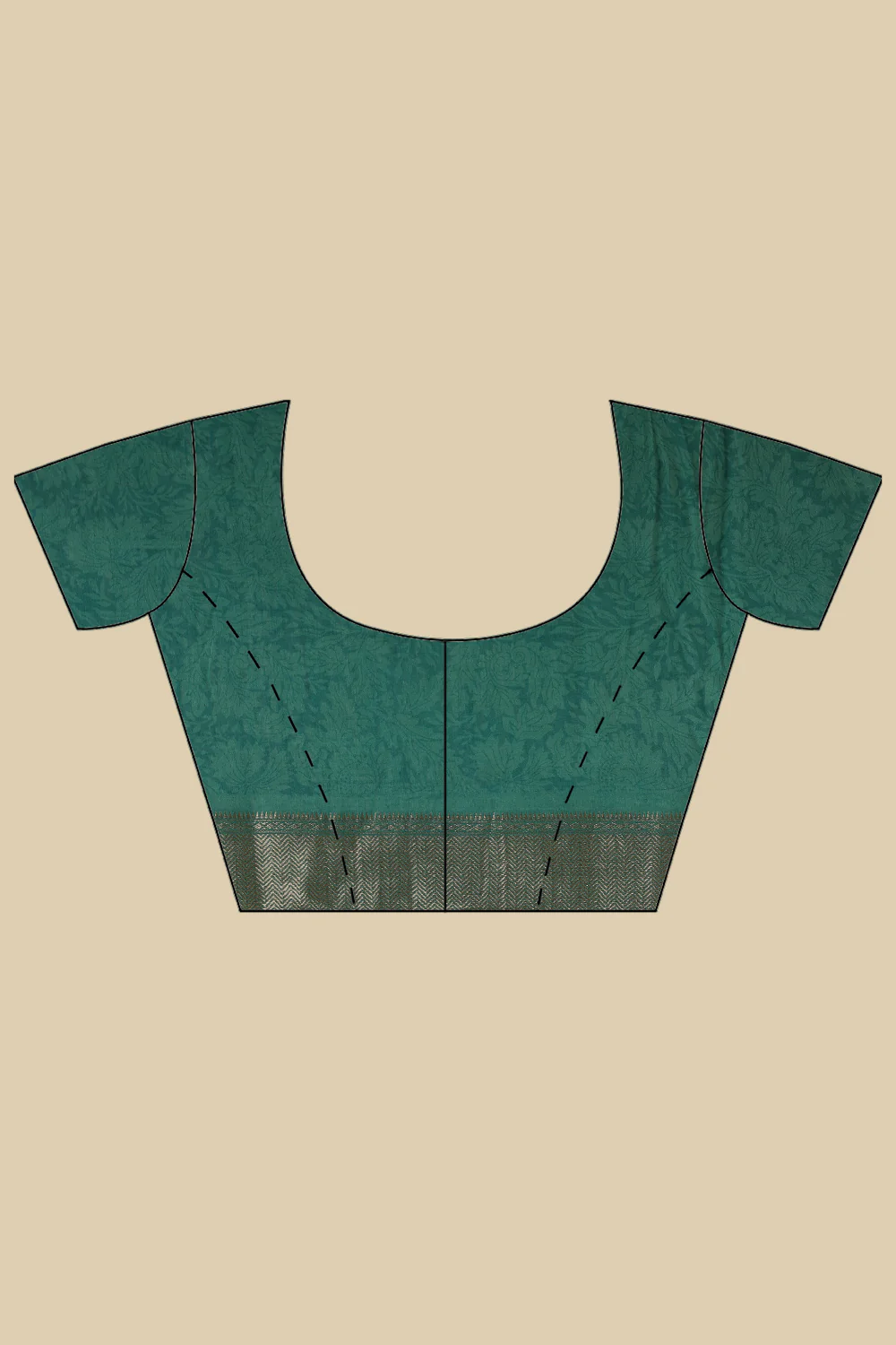 Sea Green & Beige Cotton Silk Floral Boota Printed Saree - Image 8