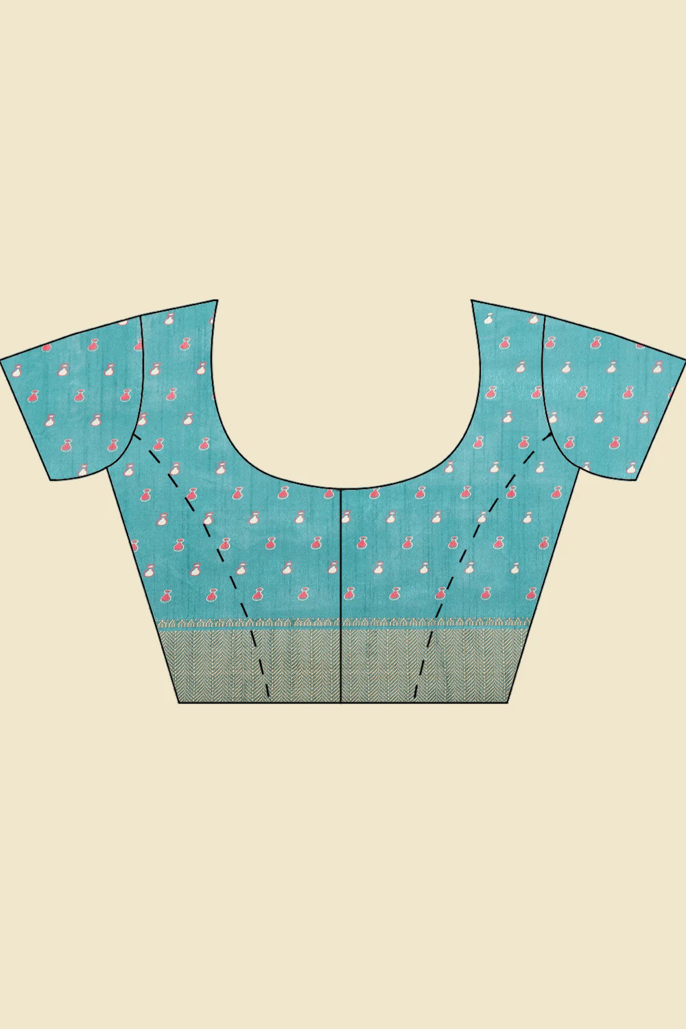 Teal Cotton Silk Printed Saree - Image 8