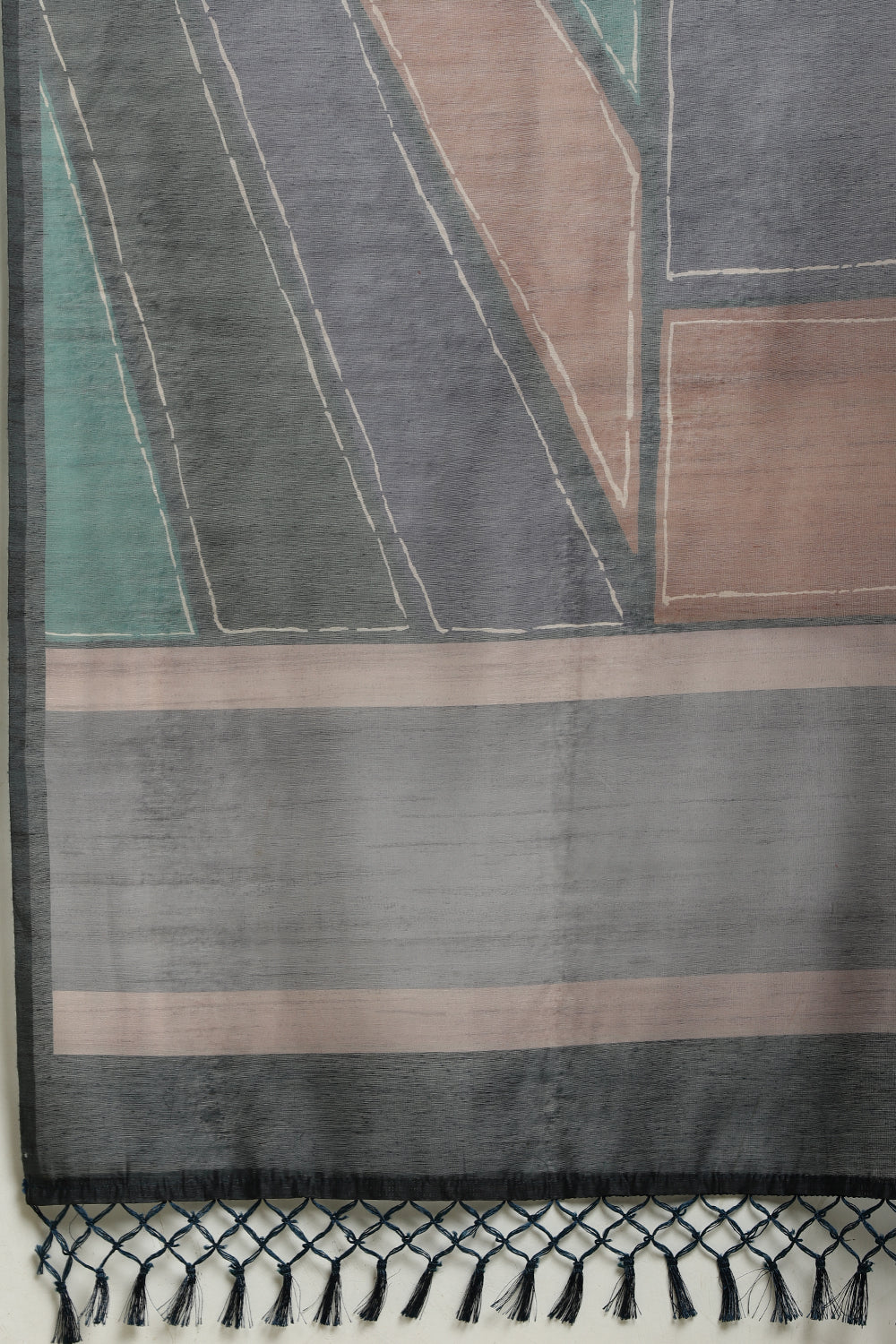 Teal Organza Cotton Printed Saree - Image 7
