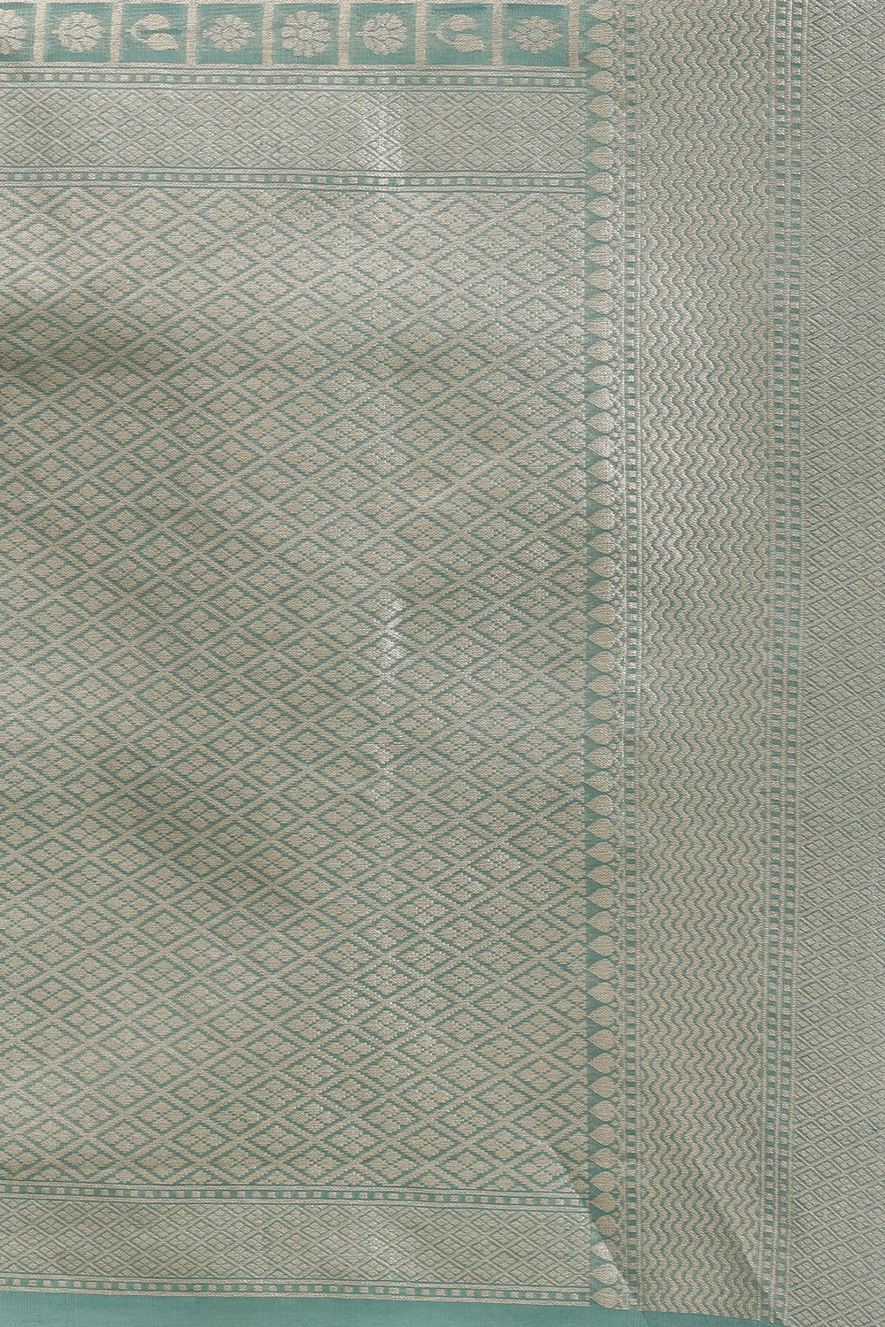 Turquoise Chanderi Silk Zari Weaving Saree - Image 8