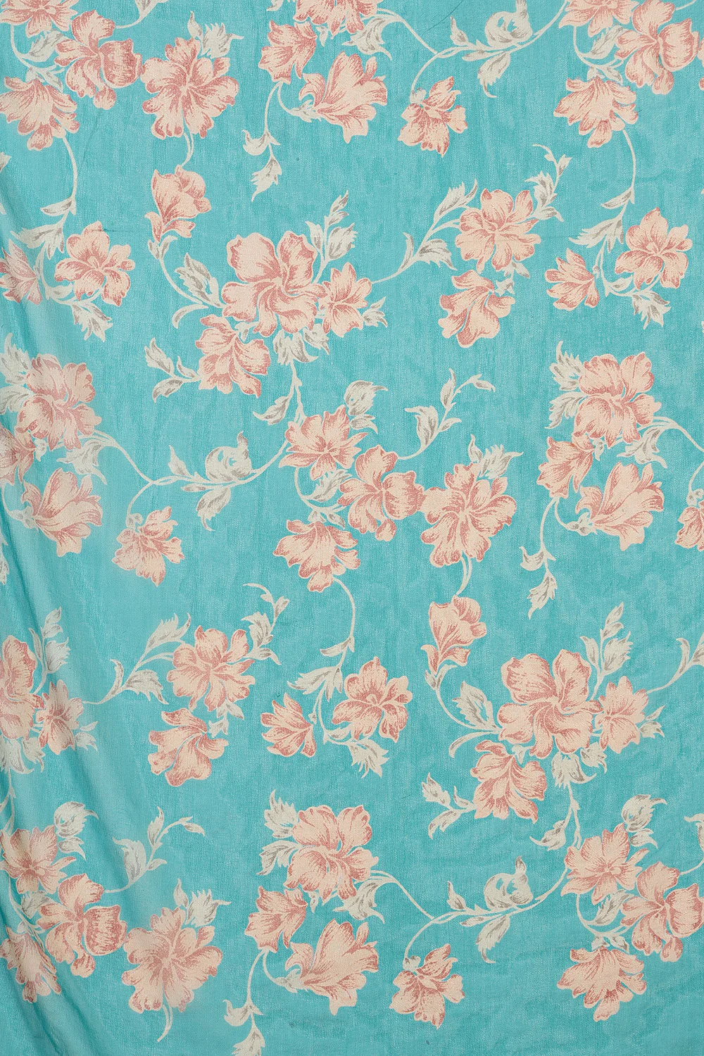Turquoise  Chiffon Floral Zari Border & Floral Printed Saree - Image 6