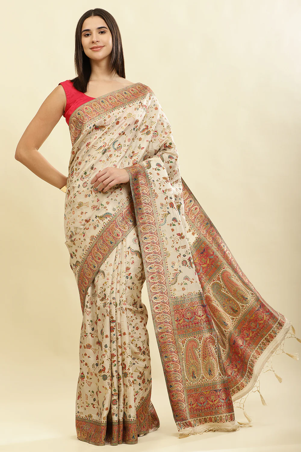 Tussar Color Silk Madhubani Woven Saree - Image 2