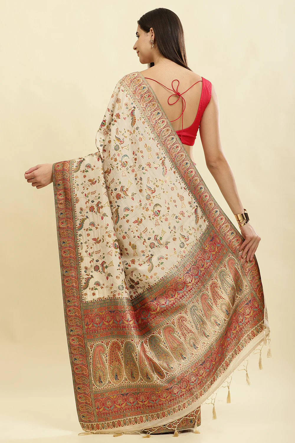 Tussar Color Silk Madhubani Woven Saree - Image 5