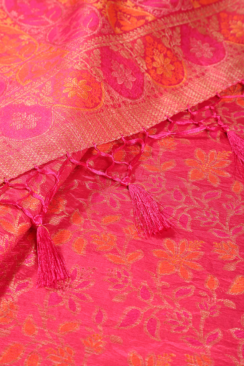 Watermelon Colour Tussar Woven Silk Saree (Copy) - Image 3