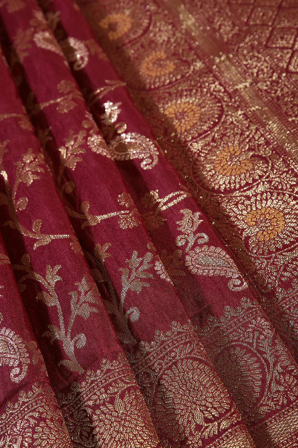 Wine Color Zari Woven South Silk Saree - Image 11