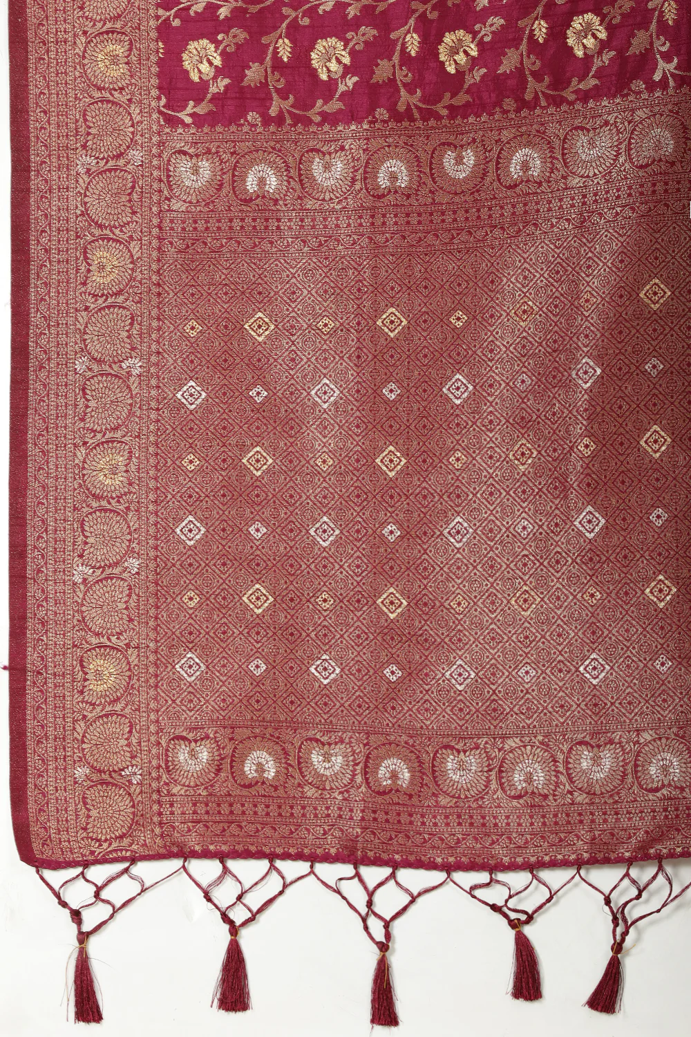 Wine Color Zari Woven South Silk Saree - Image 12