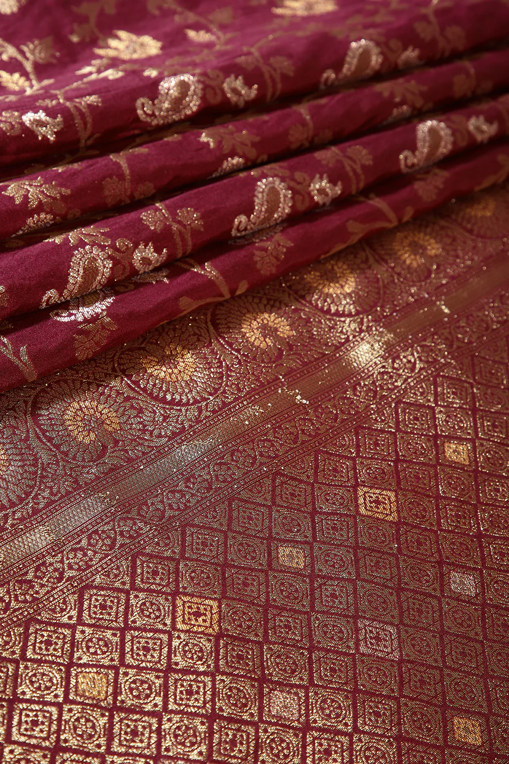 Wine Color Zari Woven South Silk Saree - Image 7