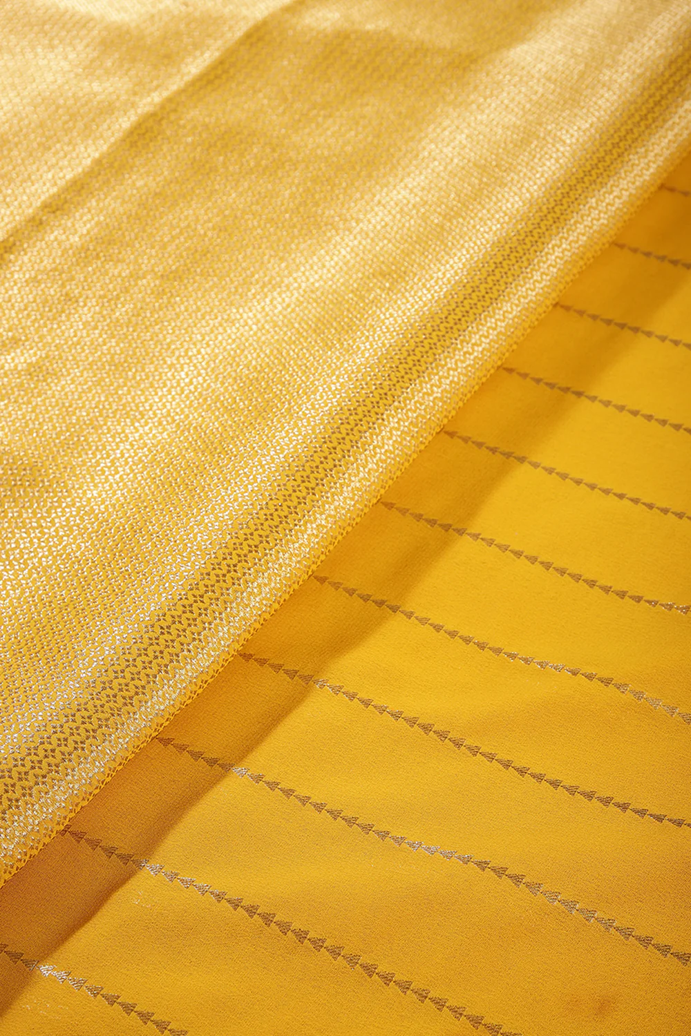 Yellow Color Georgette Saree with Zari Pinstripes - Image 3
